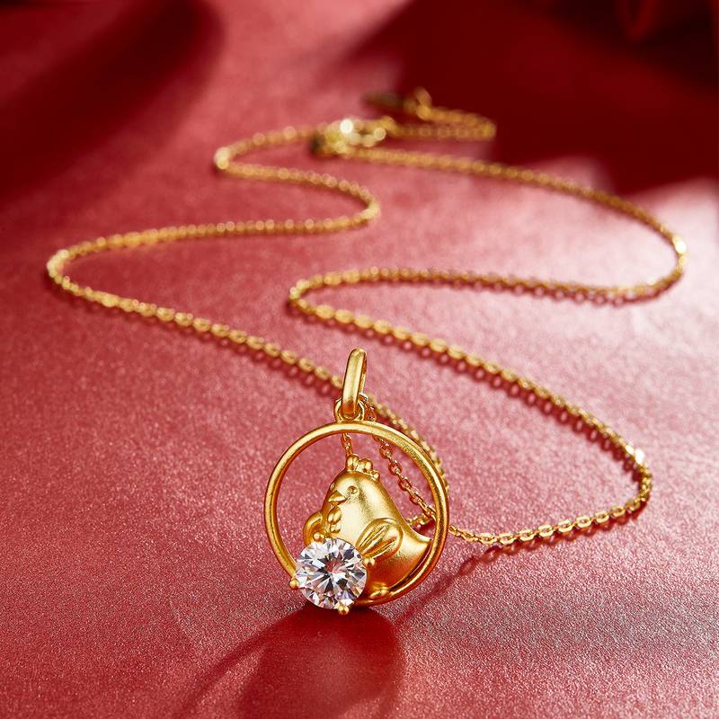 Chicken Moissanite Diamond Necklace from the Chinese Zodiac Series, 1.0 Carat